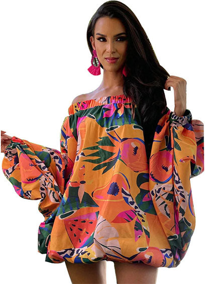 Loose one shoulder short dress