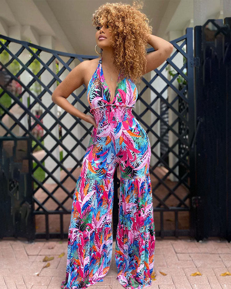 Deep V personality jumpsuit